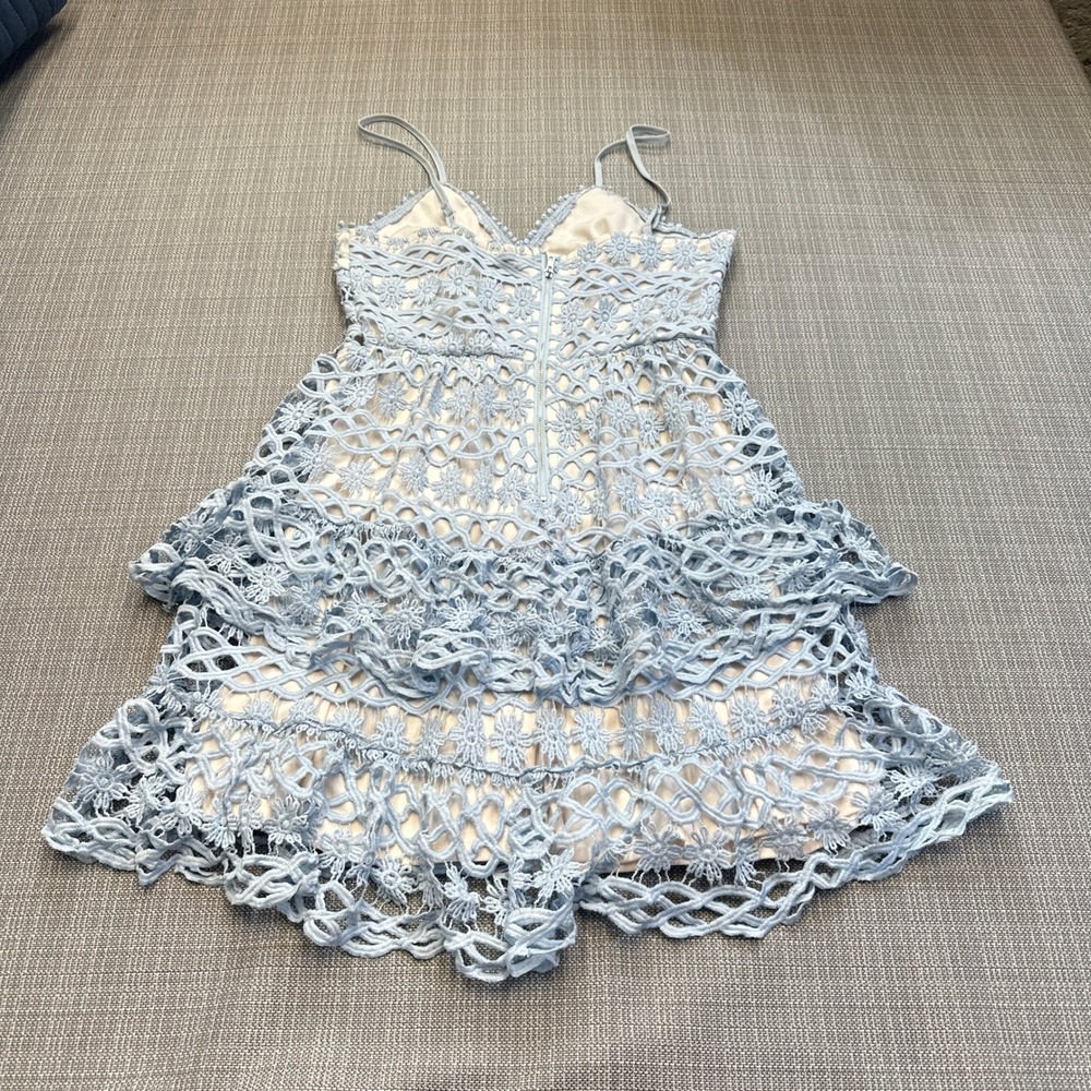 Fairycore Babydool Blue Crochet Lace Dress size Medium‎ Tiered Feminine Romantic - Picture 4 of 10